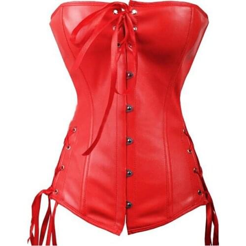 Leather corset Steel Boned eye hooks Sexy Body Bustier Overbust Corset Women Waist shaper Corsets with bra w6018