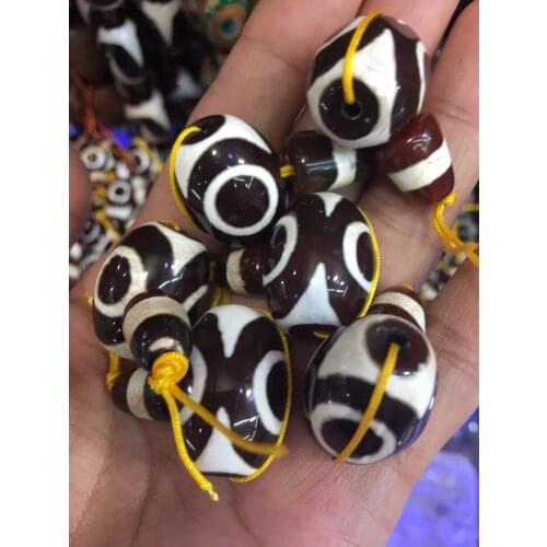 Red Tee Tibetan Dzi EYES Stone Carnelian 3 Holes Calabash Mala Pagoda Beads Fit Buddhist Prayer Bracelets Necklace Making 12-20