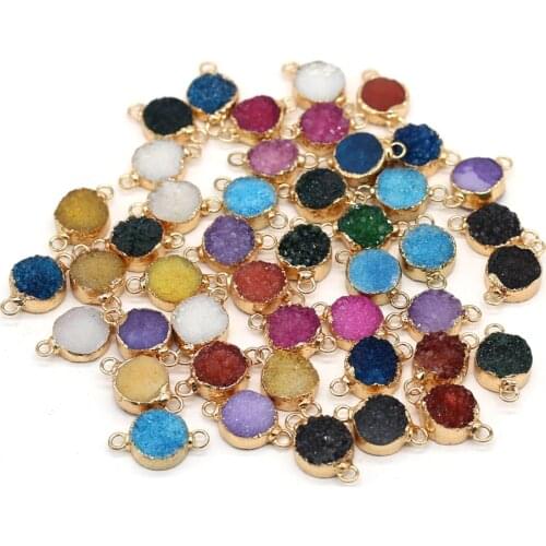 Hot Selling Natural Semi-precious Stones Round Crystal Bud Connector Boutique DIY Fashion Charm Necklace Bracelet Accessory