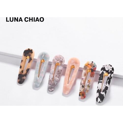 LUNA CHIAO 2020 Popular Water Drop Shape Lucite Acrylic Hair Clip Women Hair Accessories