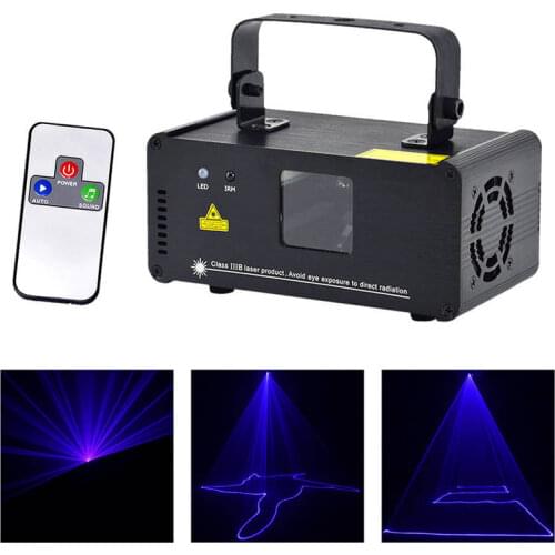 Mini Portable 150mw Blue Beam Laser Scanner Effect 8 CH DMX Stage Lighting DJ Party Show Wireless Remote Projector Light B150