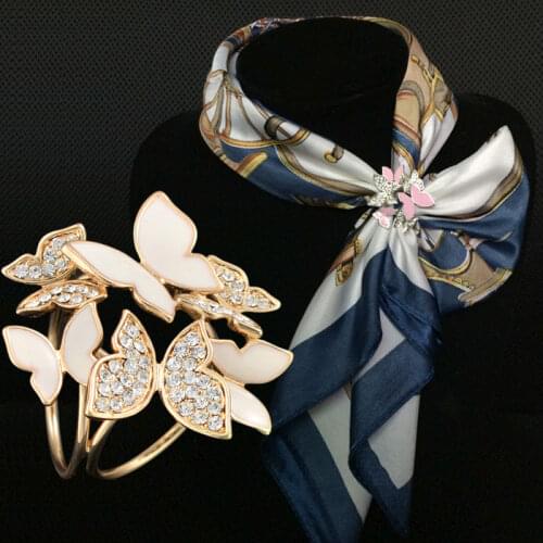 Fashion Korean Style Rhinestone Flowers Scarf Pin Buckle classical silk scarf buckle holder shawl buckle dual-purpose brooch