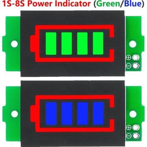 1-8S 1S/2S/3S/4S Single 3.7V Lithium Battery Capacity Indicator Module 4.2V Display Electric Vehicle Battery Power Tester Li-ion