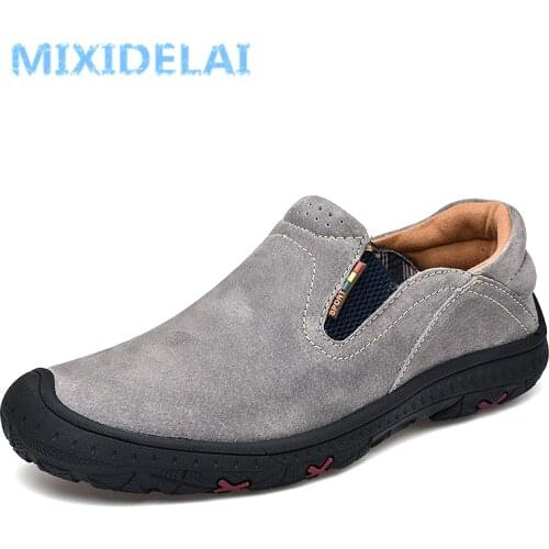 MIXIDELAI Moccasins Male Loafers For Men Shoes Slip On Flats Genuine Leather Driving Walking Soft Footwear Quality Spring Boat