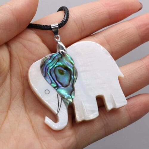Natural Shell Necklace With Elephant-Shaped Pendant Leather Cord 2MM Charms For Elegant Women Love Romantic Gift