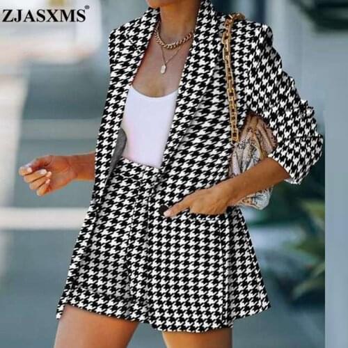 New Autumn Lapel Cardigan Suit Shorts Suit Women Fashion Solid Color Pocket Two-Piece Suit Spring Elegant Office Csual Lady Suit