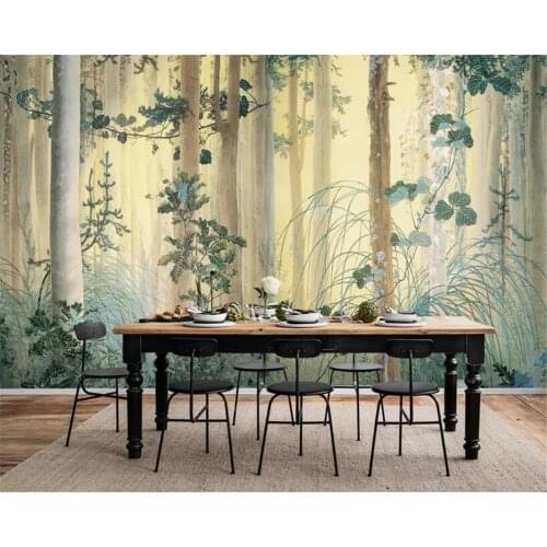 Beibehang Custom wallpaper mural hand-painted forest flower oil painting living room bedside table background wall 3d wallpaper