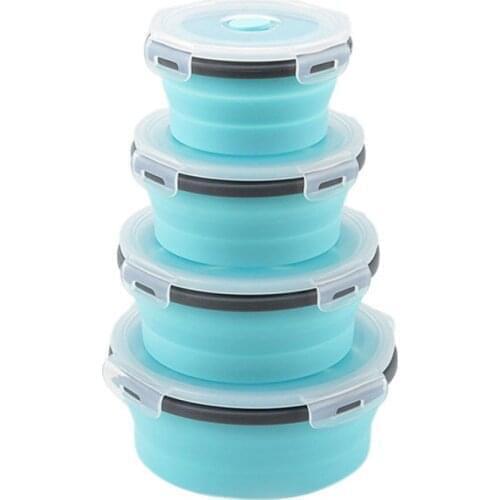 Silicone Collapsible Food Storage Containers Set Storage with Lids Round Silicone Lunch Containers Microwave Freezer