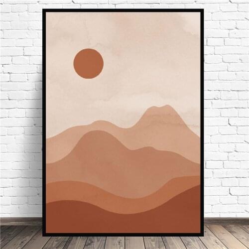 Landscape Desert Sun Minimalist Abstract Canvas Wall Art Print Modern Poster Wall Pictures Living Room Decor