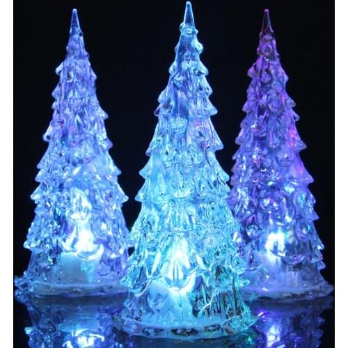 1 Piece Christmas Tree Colorful LED Acrylic Night light Christmas Decoration Merry Christmas Tree Holiday Party DIY Decoration