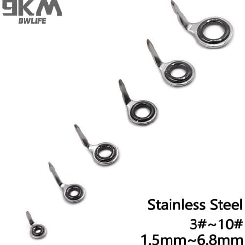 Fishing Rod Guides Stainless Steel 5~10Pcs Rod Building Repair Kit Freshwater Saltwater Fishing Tool Ceramic Ring Eye 1.5~6.8mm