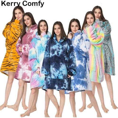 Microfiber Plush Coral Fleece Sherpa Blanket With Sleeves Super Soft Warm Outdoor Pocket Hoodie Adult Winter Hooded TV Blankets