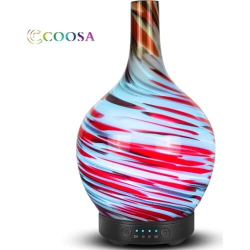 Glass Shining Ripple humidifier 100ml Waterless Auto Shut Off Diffuser 4 Time setting Essential Oil Cool Mist Maker for Bedroom