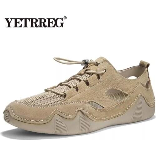 YETRREG Men's Leather Sandals