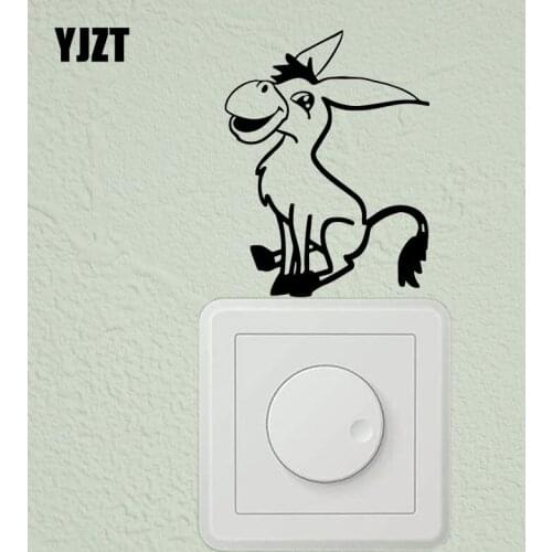 YJZT Wall Switch Sticker Vinyl Decal Cartoon Fashion Creative A Donkey Sitting Smiling S19-0570