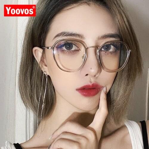 Yoovos 2021 Glasses Frame Women Retro Eyeglasses Frame For Women Optics Eyewear Brand Anti Blue Light Women Clear Spectacle Lens
