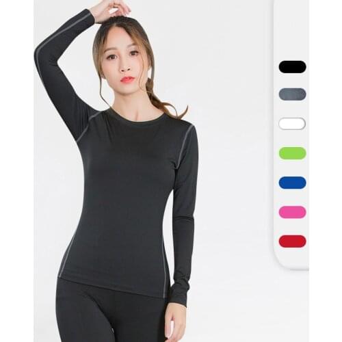 Women Quick Dry Compression Tights Clothing Fitness Gym Top Sportswear Exercise Training Sports Running Long sleeve Yoga Shirts