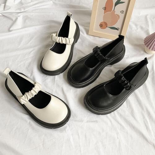Womens Derby Shoes Clogs Platform Casual Female Sneakers Shallow Mouth Low Heels British Style Round Toe Leather Creepers New Pr
