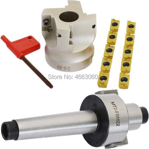 1set MT2 FMB22 + 400R right angle shoulder Face Mill Cutter 50mm + 10pcs APMT1604 Carbide Inserts with Wrench For Milling Tool