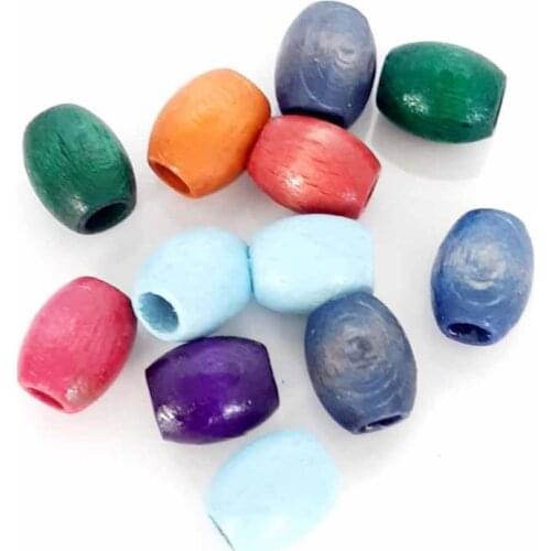 10 pcs Wooden Oval Colorful Beads