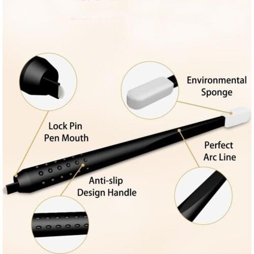 10pcs permanent makeup white disposable microblading pens hand tools with 7/12/14/17/18U pins needles embroidery blades