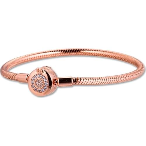 100% 925 Sterling Silver Jewelry Signature Rose Moments Sparkling Crown O Bracelets For Women Wholesales Free Shipping