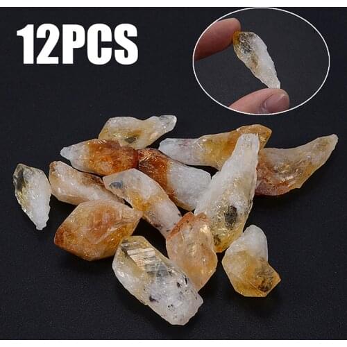 12pcs 15mm-30mm Natural Citrine Stones Yellow Quartz Crystal Rough Points Irregular Gemstone Home Decor Crafts