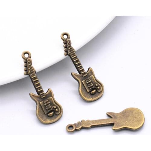 15pcs 31x11mm Antique Bronze Plated Guitar Charms Pendant For Making DIY Handmade Jewelry