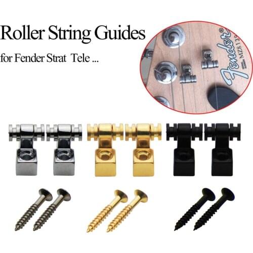 2Pcs Electric Guitar Chrome Roller String Trees Retainer Mounting Tree Guide Silver Black Gold 3 Color