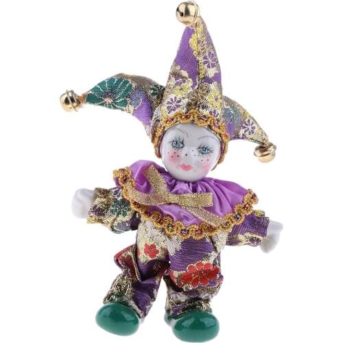 6 Inch Italian Doll Porcelain Clown Figures Artware Fit for Valentine Gift, for Home Office Desktop Decor Ornaments