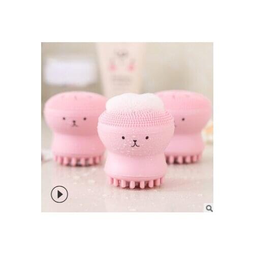 60pcs/lot Double-headed Multi Silicone Jellyfish Facial Brush Soft Baby Octopus Brush Cleanser Mini Skin Care Tools HA521