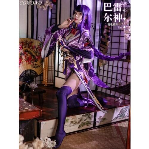 Anime!Genshin Impact Raiden Shogun Game Suit Gorgeous Uniform Cosplay Costume Halloween Carnival Party Outfit For Women 2021 NEW