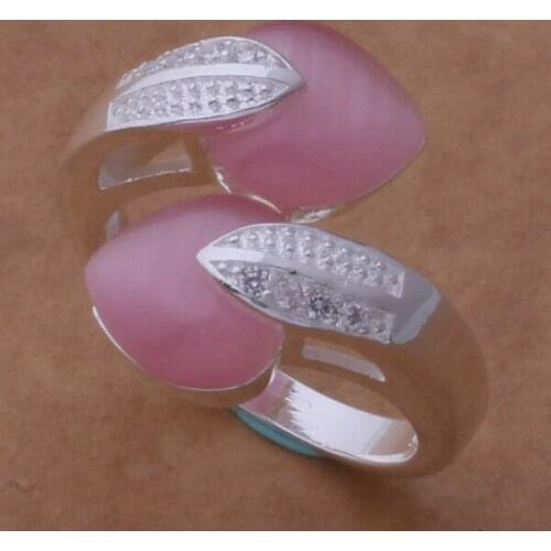 AR461 Fashion Jewelry Silver Color Gifts Popular Rings For Women Pink Stone/feather /asuajkba Bjmakata