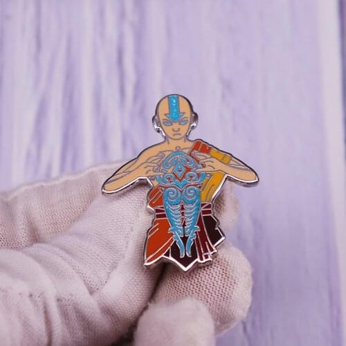 Avatar Aang Enamel Pin Glitter Marking Brooch Anime Collection Badge Fashion Decoration Jewelry
