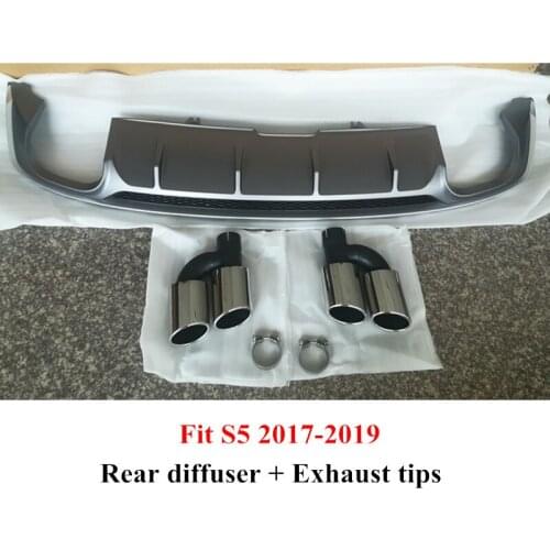 Car Bodykits Rear Bumper Lip For A5 S5 2017-2019 Stainless Steel Exhaust tips For S5 Rear Bumper Lip Diffuser