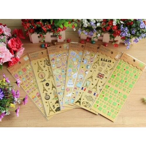 Free shipping 20packs/lot Retro Bronzing Series DIY Kawaii Scrapbooking Stickers For The Diary Stationery New School Supplies