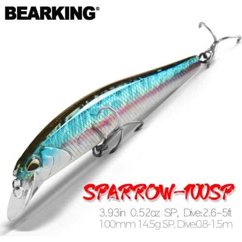 Bearking 1PCS Minnow Fishing Lure Laser Hard Artificial Bait 3D Eyes 10cm 14.5g Fishing Wobblers Crankbait Minnows