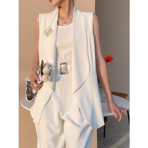 Blazer Tops Women Korean V Neck Sleeveless Office Lady Summer 2021 Solid Slim Fit Female Outwear