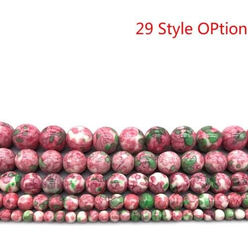 29 Style Natural Rain Flower Stone Beads Wholesale Loose Beads 4 6 8 10 12mm Suitable for DIY Bracelet Necklace Accessories