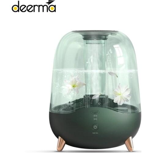 Deerma 5L Humidifier Transparent Glass Appearance 2 Gear Adjustment Difusor Aromaterapia With Water Filtration For Home