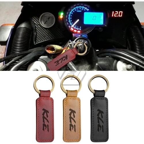 For Kawasaki KLE 250 650 500 Keyring Motorcycle Cowhide Keychain Key Ring