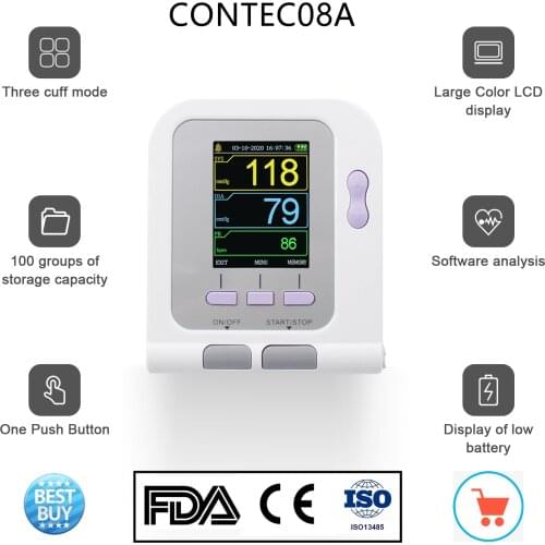 CONTEC08A Electronic Sphygmomanometer Digital Blood Pressure Monitor CE&FDA Approved BP for Human