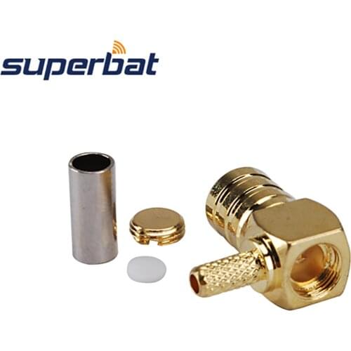 Superbat SMB Jack Right Angle Crimp for RG316 RG174 LMR100 Cable RF Connector for GPS Antenna
