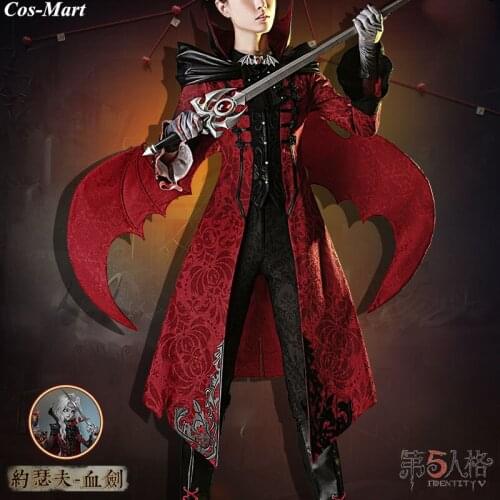 Hot Game Identity V Joseph Desaulniers Cosplay Costume Blood Sword Skin Fashion Red Uniform Female Party Role Play Clothing S-XL