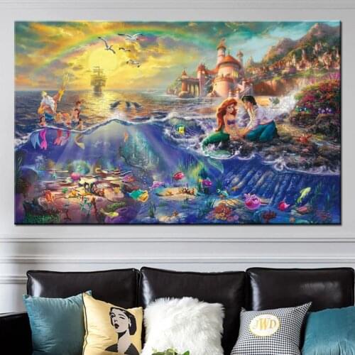 Cartoon scenery Castle Seafloor fish 5D Diy Diamond Painting Full Square rhinestone Embroidery Mosaic children Home Decoration