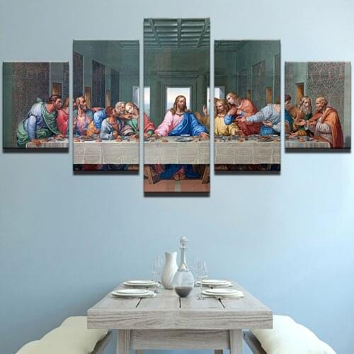 Canvas HD Prints Da Vinci Character Wall Art The Last Supper Painting Jesus Home Decor Modular Religion Poster Bedroom framework