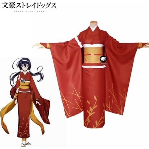Bungo Stray Dogs Kyoka Izumi Kimono Red Kimono Dress Halloween Cosplay Costume