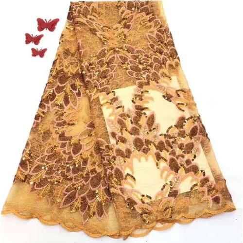 2021 Best-selling African Sequins Lace Fabric French Lace Fabric High Quality Nigerian Tulle Lace Fabric FJ3457