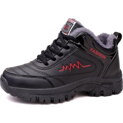 Men Winter Snow Boots Waterproof Leather Sneakers Super Warm Mens Boots Outdoor Male Non-slip Rubber Ankle Boots Work Shoes