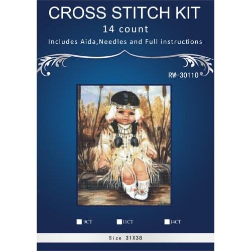 The Cherokee Child - Counted Cross Stitch Kits - DIY Handmade Needlework for Embroidery 14 ct Cross Stitch Sets DMC Color 8